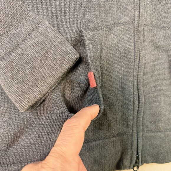 90’s Men's L “RALPH” Ralph Lauren Full Zip Knit Hoodie Grey Sweater Vintage - Picture 2 of 6